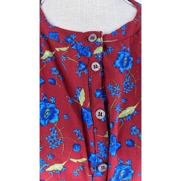 Free People Flower Fields Mini Dress Burgundy Womens Size XS Long Sleeve Boho - Picture 4 of 15